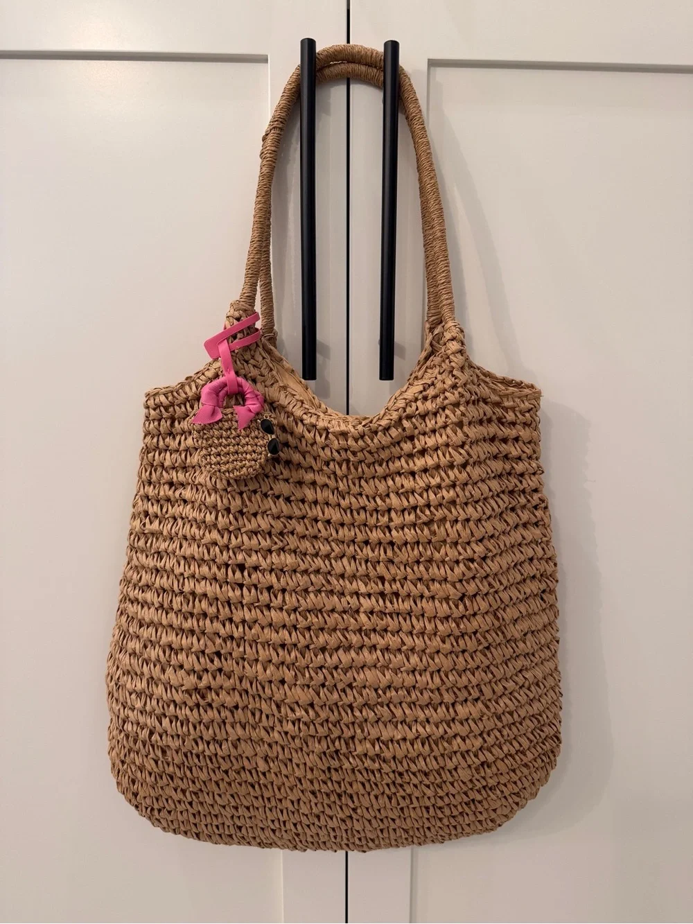 Woven Straw Tote Bag in Natural Tan